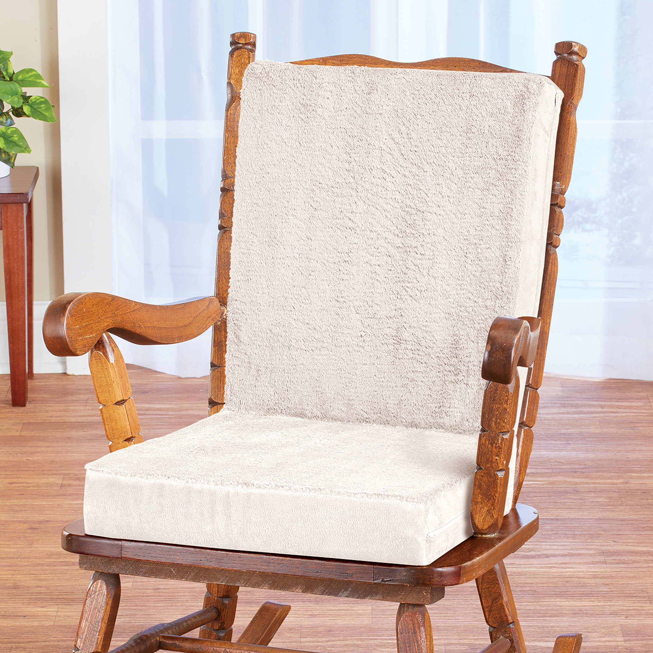 Sherpa Gel Support Back and Seat Cushion Outdoor 3.5 Dining Chair Seat Cushion Back Cushion Mercer41 Fabric White